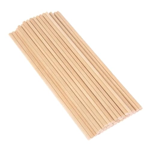 Holzstäbchen zum Basteln 50 Stück runde, 5 mm dicke, unbehandelte Holzstäbe, Holzdübelstangen for Modellbau, DIY-Handwerk, Heim, Hochzeit, Party-Dekoration(10x0.5cm) von SDIUAKBV