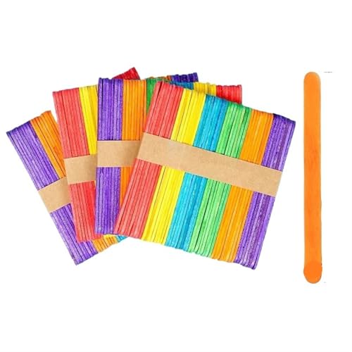 Holzstäbchen zum Basteln 500 Stück Holzchips Bastelmaterial Eisstäbchen for DIY handgefertigte Holzstreifen Party kreatives Zubehör(Mix colors,11.5cm) von SDIUAKBV