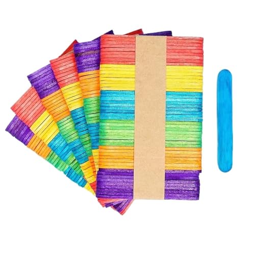 Holzstäbchen zum Basteln 500 Stück Holzchips Bastelmaterial Eisstäbchen for DIY handgefertigte Holzstreifen Party kreatives Zubehör(Mix colors,9.3cm) von SDIUAKBV