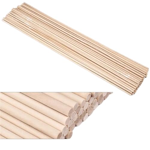 Holzstäbchen zum Basteln Runder Holzstab for Basteln von Lebensmitteln, Eis am Stiel und Modellbau, Kuchendübel, DIY-Dübel, Gebäudemodell, Holzbearbeitungswerkzeug(3x100mm 50 pcs) von SDIUAKBV