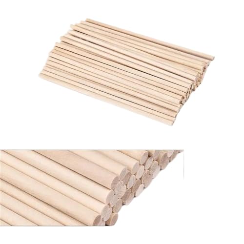 Holzstäbchen zum Basteln Runder Holzstab for Basteln von Lebensmitteln, Eis am Stiel und Modellbau, Kuchendübel, DIY-Dübel, Gebäudemodell, Holzbearbeitungswerkzeug(3x300mm 50 pcs) von SDIUAKBV