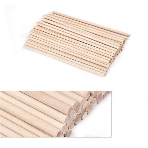 Holzstäbchen zum Basteln Runder Holzstab for Basteln von Lebensmitteln, Eis am Stiel und Modellbau, Kuchendübel, DIY-Dübel, Gebäudemodell, Holzbearbeitungswerkzeug(3x300mm 50pcs) von SDIUAKBV