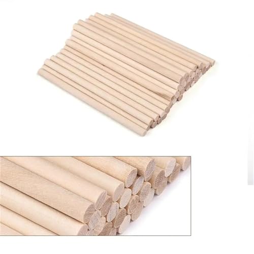 Holzstäbchen zum Basteln Runder Holzstab for Basteln von Lebensmitteln, Eis am Stiel und Modellbau, Kuchendübel, DIY-Dübel, Gebäudemodell, Holzbearbeitungswerkzeug(5x100mm 50pcs) von SDIUAKBV