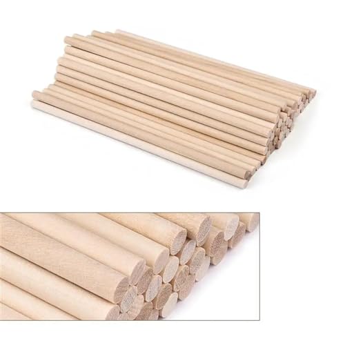 Holzstäbchen zum Basteln Runder Holzstab for Basteln von Lebensmitteln, Eis am Stiel und Modellbau, Kuchendübel, DIY-Dübel, Gebäudemodell, Holzbearbeitungswerkzeug(5x150 mm 50pcs) von SDIUAKBV