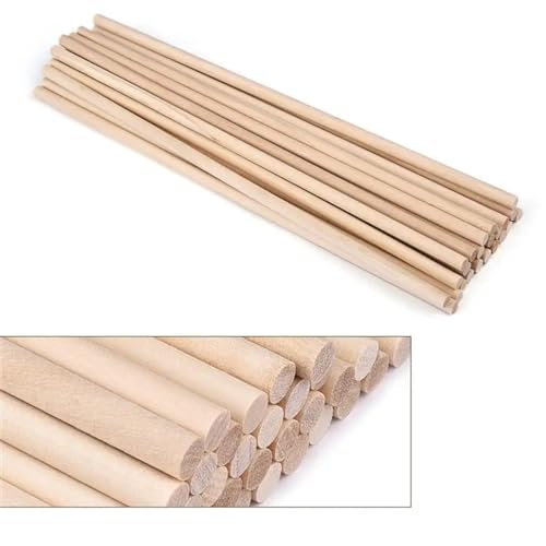 Holzstäbchen zum Basteln Runder Holzstab for Basteln von Lebensmitteln, Eis am Stiel und Modellbau, Kuchendübel, DIY-Dübel, Gebäudemodell, Holzbearbeitungswerkzeug(5x200 mm 25pcs) von SDIUAKBV