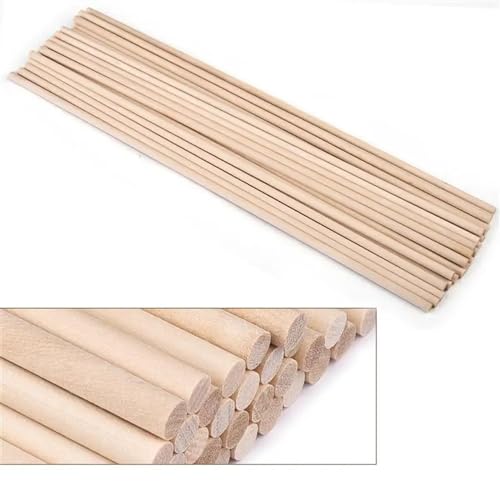 Holzstäbchen zum Basteln Runder Holzstab for Basteln von Lebensmitteln, Eis am Stiel und Modellbau, Kuchendübel, DIY-Dübel, Gebäudemodell, Holzbearbeitungswerkzeug(5x300 mm 25pcs) von SDIUAKBV