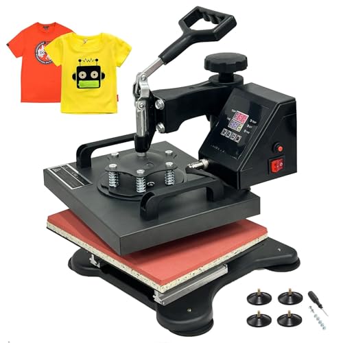 12x10In Heat Press machine 30x25cm Transferpresse Hitzepresse Heißpresse Maschine 360 Grad Drehung Mulitifunktional Textilpresse für T-Shirts Kissen Tasche Mauspads von SDKEHUI