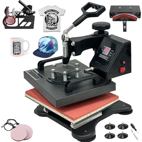 30x25cm 5IN1 Heat Press machine Transferpresse Hitzepresse Heißpresse Maschine 360 Grad Drehung Mulitifunktional Textilpresse für T-Shirts Becher Platten Kappe 30x25cm 5IN1 Heat Press machine Transferpresse Hitzepresse Heißpresse Maschine 360 Grad Drehung Mulitifunktional Textilpresse für T-Shirts Becher Platten Kappe von SDKEHUI