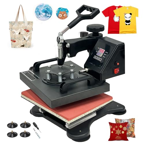 SDKEHUI Hitzepresse Transferpresse Schwarz 25x30cm, Heißpresse Maschine Textilpresse Multifunktionale Sublimation T-Shirtpresse 360-Grad-Drehbar, Keine Montage erforderlich von SDKEHUI