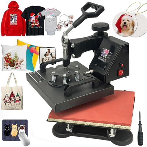 SDKEHUI Transferpresse 25x30CM Hitzepresse Heißpresse Heat Press Machine Tassenpresse Textilpresse Mulitifunktional Sublimation Wärmepresse Maschine 360 Grad für T-Shirts von SDKEHUI