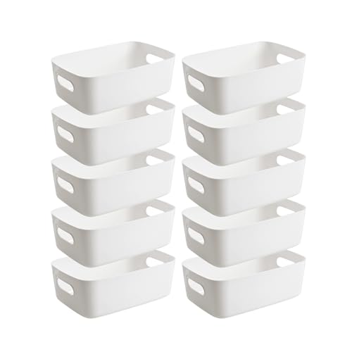 10 Stück Aufbewahrungsbox, 20 x 14 x 7CM Sortierboxen Kunststoff Aufbewahrungskorb, Multifunctional Ordnungsboxen Aufbewahrung Plastikbox für Küche, Boxen Badezimmer, Schublade, Regal (Klein) von SDLDEER
