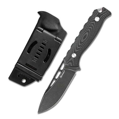 SDOKEDC DC53 Stahl messer Feststehende Klinge mit Kydex Scheide für Männer EDC Survival Outdoor Camping (Schwarz/schwarz) von SDOKEDC