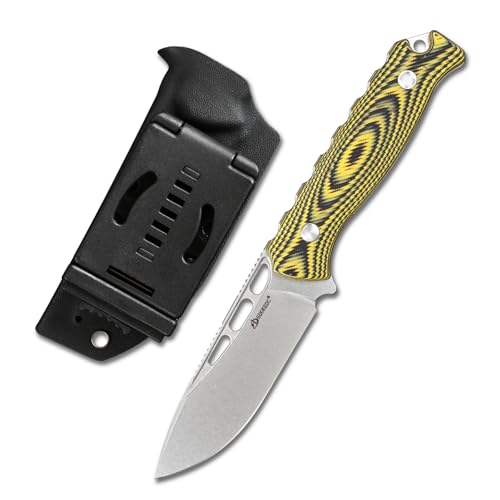SDOKEDC DC53 Stahl messer Feststehende Klinge mit Kydex Scheide für Männer EDC Survival Outdoor Camping (Weiß/Gelb) von SDOKEDC