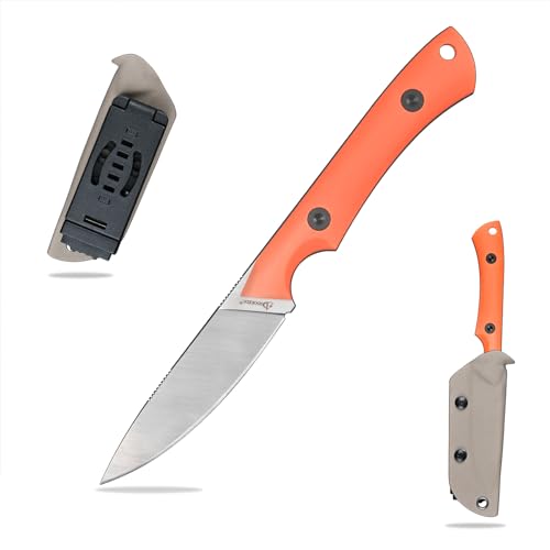 SDOKEDC DC53 Stahl taktisches messer Feststehende Klinge mit Kydex Scheide Jagdmesser für Männer EDC Outdoor Camping Survival (Weiß Orange) von SDOKEDC