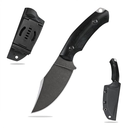 SDOKEDC Feststehende Outdoor Messer Jagdmesser aus G10 Griff 14C28N Stahl Klinge für Männer EDC Outdoor Camping Survival (Black stone wash+black G10 Griff) von SDOKEDC