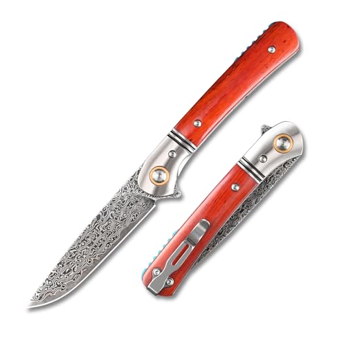 SDOKEDC knives Damastmesser Outdoor Taschenmesser klappmesser für Männer EDC Survival Camping Messer，Angelmesser，Scharfe messer，Bushcraft messer，rettungsmesser (Weißer Stahlkopf) von SDOKEDC