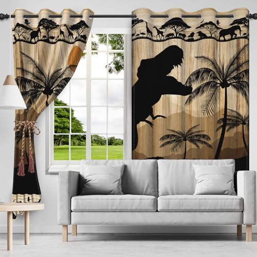 SDOTPMT 117x138cm Safari Dinosaurier Fenster Vorhang Jurassic Tier Fenster Vorhänge Antike Dschungel Wildlife Urwald Fenster Behandlung für Kinder Schlafzimmer Dekor Verdunkelung Vorhänge,2 Platten SDOTPMT 117x138cm Safari Dinosaurier Fenster Vorhang Jurassic Tier Fenster Vorhänge Antike Dschungel Wildlife Urwald Fenster Behandlung für Kinder Schlafzimmer Dekor Verdunkelung Vorhänge,2 Platten von SDOTPMT