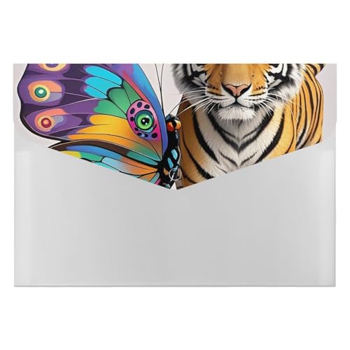 Aktenordner, 6 Taschen, Kunststoff, Schmetterling und Tiger, bedruckt, Aktenordner, Briefgröße, tragbare Ordner, Aktenordner Aktenordner, 6 Taschen, Kunststoff, Schmetterling und Tiger, bedruckt, Aktenordner, Briefgröße, tragbare Ordner, Aktenordner von SDTKLHW