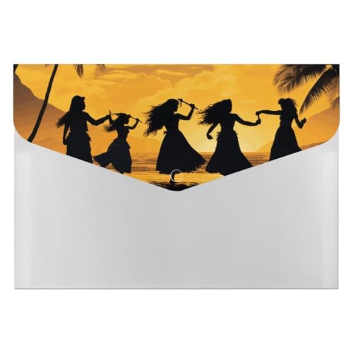 Aktenordner, 6 Taschen, Kunststoff, fünf Silhouetten von hawaiianischem Tanz, bedruckte Ordner, Aktenordner, Briefgröße, tragbare Ordner, Aktenordner Aktenordner, 6 Taschen, Kunststoff, fünf Silhouetten von hawaiianischem Tanz, bedruckte Ordner, Aktenordner, Briefgröße, tragbare Ordner, Aktenordner von SDTKLHW