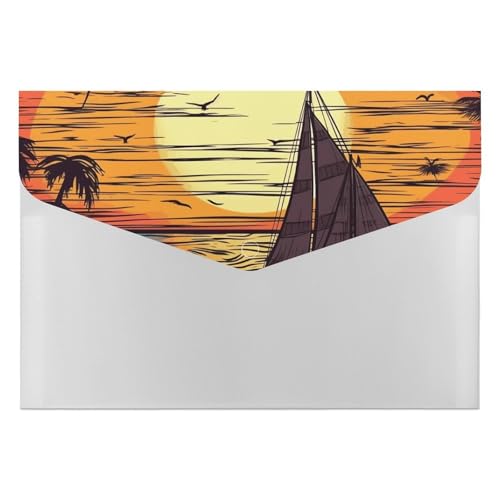 Dokumentenmappen, 6 Taschen, Kunststoff, Motiv: Sonnenuntergang und Segelboot, bedruckt, Aktenordner, Briefgröße, tragbare Ordner, Aktenordner Dokumentenmappen, 6 Taschen, Kunststoff, Motiv: Sonnenuntergang und Segelboot, bedruckt, Aktenordner, Briefgröße, tragbare Ordner, Aktenordner von SDTKLHW