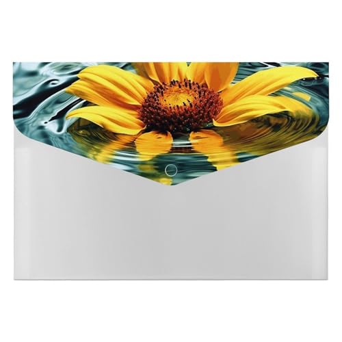 Dokumentenmappen, 6 Taschen, Kunststoff, Sonnenblume im Wasser, bedruckte Ordner, Aktenordner, Briefgröße, tragbare Ordner, Aktenordner Dokumentenmappen, 6 Taschen, Kunststoff, Sonnenblume im Wasser, bedruckte Ordner, Aktenordner, Briefgröße, tragbare Ordner, Aktenordner von SDTKLHW