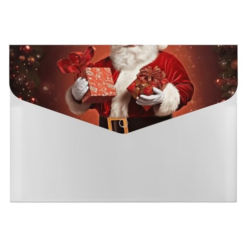 Dokumentenmappen, 6 Taschen, Kunststoff, Weihnachtsdekoration, schöner Weihnachtsmann, hält Geschenk, bedruckte Ordner, Aktenordner, Briefgröße, tragbare Ordner, Aktenordner Dokumentenmappen, 6 Taschen, Kunststoff, Weihnachtsdekoration, schöner Weihnachtsmann, hält Geschenk, bedruckte Ordner, Aktenordner, Briefgröße, tragbare Ordner, Aktenordner von SDTKLHW