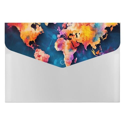 Dokumentenmappen, 6 Taschen, Kunststoff, abstrakte Weltkarte, bedruckte Ordner, Aktenordner, Briefgröße, tragbare Ordner, Aktenordner Dokumentenmappen, 6 Taschen, Kunststoff, abstrakte Weltkarte, bedruckte Ordner, Aktenordner, Briefgröße, tragbare Ordner, Aktenordner von SDTKLHW