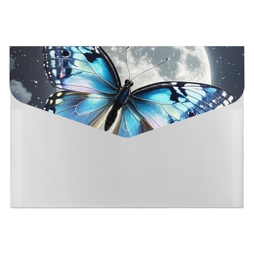 Dokumentenmappen, 6 Taschen, Kunststoff, blau, Schmetterling und Mond, bedruckt, Aktenordner, Briefgröße, tragbare Ordner, Aktenordner Dokumentenmappen, 6 Taschen, Kunststoff, blau, Schmetterling und Mond, bedruckt, Aktenordner, Briefgröße, tragbare Ordner, Aktenordner von SDTKLHW