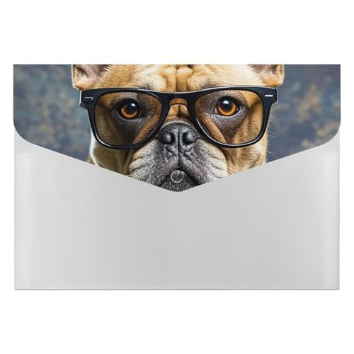Dokumentenmappen, 6 Taschen, Kunststoff, französische Bulldogge mit Sonnenbrille, bedruckte Ordner, Aktenordner, Briefgröße, tragbare Ordner, Aktenordner Dokumentenmappen, 6 Taschen, Kunststoff, französische Bulldogge mit Sonnenbrille, bedruckte Ordner, Aktenordner, Briefgröße, tragbare Ordner, Aktenordner von SDTKLHW