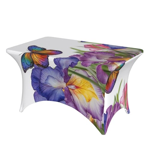SDTYKHJ Elastan-Stretch-Tischdecke, wasserdicht, strapazierfähig, 122 cm, Iris, Blume, Schmetterling, abwischbar, knitterfrei, Bauernhaus-Esstischdecken für Party, Bankett, Urlaub SDTYKHJ Elastan-Stretch-Tischdecke, wasserdicht, strapazierfähig, 122 cm, Iris, Blume, Schmetterling, abwischbar, knitterfrei, Bauernhaus-Esstischdecken für Party, Bankett, Urlaub von SDTYKHJ