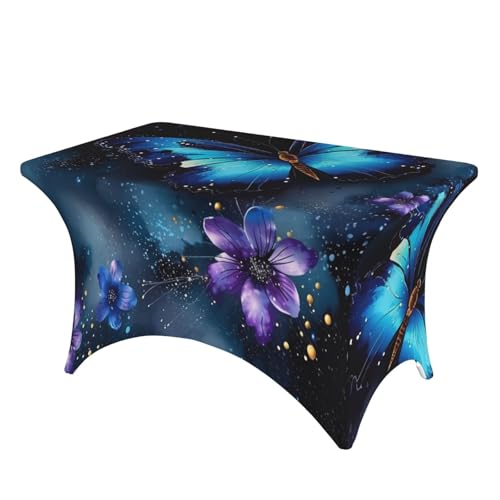 SDTYKHJ Elastan-Stretch-Tischdecke, wasserdicht, strapazierfähig, 122 cm, Motiv: Galaxie, blauer Schmetterling, abwischbar, knitterfrei, Bauernhaus-Esstischdecken für Party, Bankett, Urlaub SDTYKHJ Elastan-Stretch-Tischdecke, wasserdicht, strapazierfähig, 122 cm, Motiv: Galaxie, blauer Schmetterling, abwischbar, knitterfrei, Bauernhaus-Esstischdecken für Party, Bankett, Urlaub von SDTYKHJ