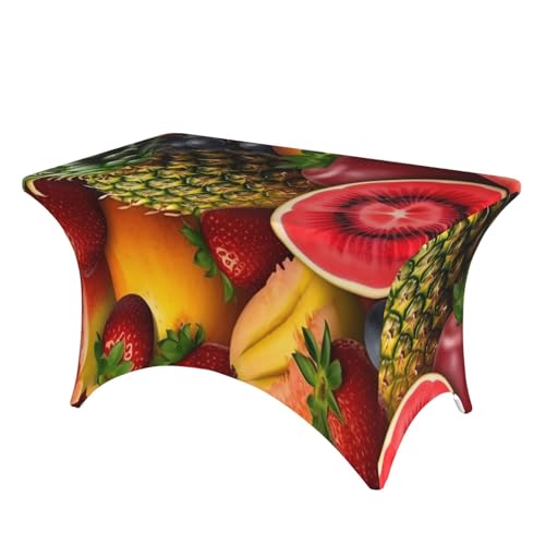 SDTYKHJ Elastan-Stretch-Tischdecke, wasserdicht, strapazierfähig, frisch, saftige Früchte, abwischbar, knitterfrei, Bauernhaus-Esstischdecken für Party, Bankett, Urlaub, 122 cm von SDTYKHJ