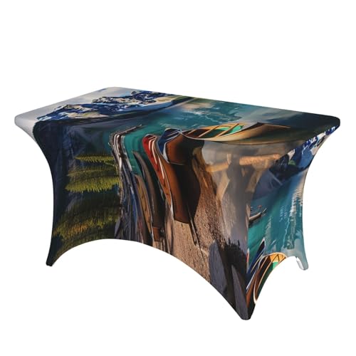 SDTYKHJ Spandex-Tischdecke, dehnbar, wasserdicht, strapazierfähig, 122 cm, Moränensee, Kanus, abwischbar, knitterfrei, Bauernhaus, Esstischabdeckung für Party, Bankett, Urlaub SDTYKHJ Spandex-Tischdecke, dehnbar, wasserdicht, strapazierfähig, 122 cm, Moränensee, Kanus, abwischbar, knitterfrei, Bauernhaus, Esstischabdeckung für Party, Bankett, Urlaub von SDTYKHJ