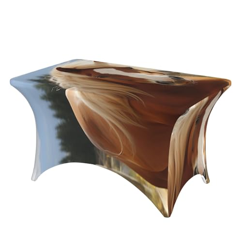 SDTYKHJ Spandex-Tischdecke, dehnbar, wasserdicht, strapazierfähig, niedliches braunes Pferd, abwischbar, knitterfrei, Bauernhaus-Esstischdecken für Party, Bankett, Urlaub SDTYKHJ Spandex-Tischdecke, dehnbar, wasserdicht, strapazierfähig, niedliches braunes Pferd, abwischbar, knitterfrei, Bauernhaus-Esstischdecken für Party, Bankett, Urlaub von SDTYKHJ