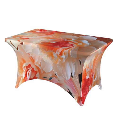 SDTYKHJ Spandex-Tischdecke, dehnbar, wasserdicht, strapazierfähig, pfirsichfarben, Pfingstrosen, abwischbar, knitterfrei, Bauernhaus, Esstischabdeckung für Party, Bankett, Urlaub, 122 cm SDTYKHJ Spandex-Tischdecke, dehnbar, wasserdicht, strapazierfähig, pfirsichfarben, Pfingstrosen, abwischbar, knitterfrei, Bauernhaus, Esstischabdeckung für Party, Bankett, Urlaub, 122 cm von SDTYKHJ