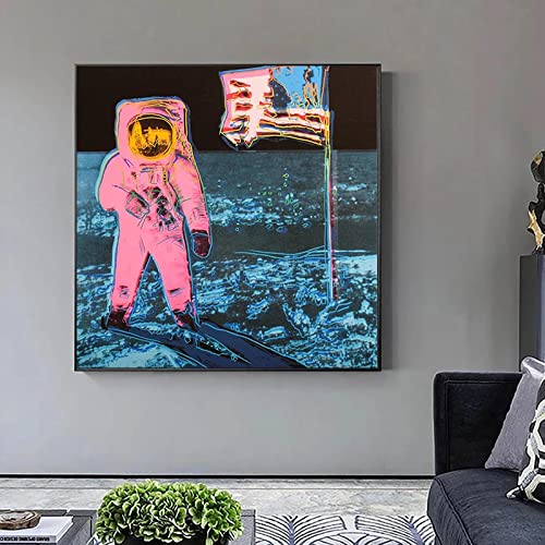 Andy Warhol Works Leinwand Gemälde Moonwalk Astronaut Poster und Drucke Wandkunst Bilder für Wohnzimmer Dekoration 30x30cm Rahmenlos von SDVIB