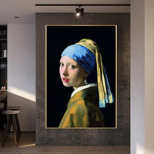 Berühmte Gemälde Das Mädchen mit dem Perlenohrring von Jan Vermeer Klassisches Porträt Kunstreproduktionen Leinwand Poster und Drucke 40x60cm Rahmenlos von SDVIB