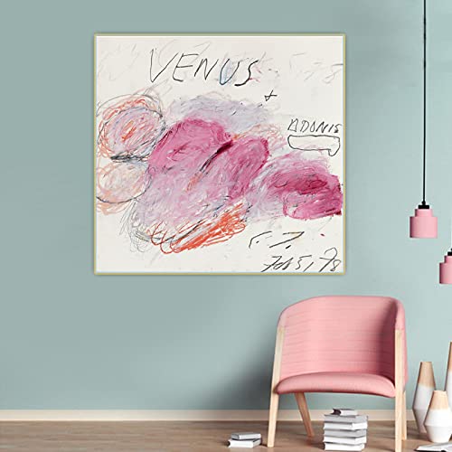 Cy Twombly《Venus Adonis, 1978》Leinwand Abstraktes Ölgemälde Kunstwerk Ästhetisches Bild Posterdruck Wanddekor Dekoration 60x60cm Rahmenlos von SDVIB