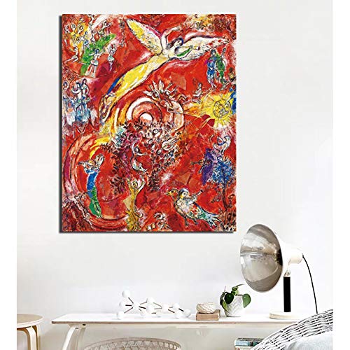 Marc Chagall Abstraktes Gemälde auf Leinwand, Heimdekoration, Kunstwerk, moderne Wandkunst, Ölgemälde, Poster, Bildkunst, 23,6 Zoll x 31,4 Zoll (60 x 80 cm), ohne Rahmen von SDVIB