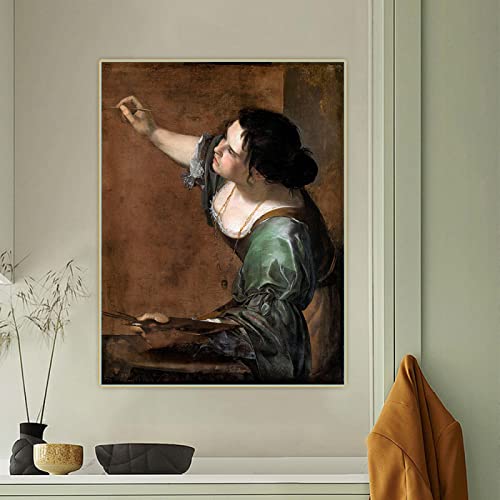SDVIB Artemisia Gentileschi „Selbstporträt als Allegorie der Malerei“ Leinwand-Ölgemälde, Bild, Heimdekoration, Leinwanddruck, 40 x 60 cm, rahmenlos von SDVIB