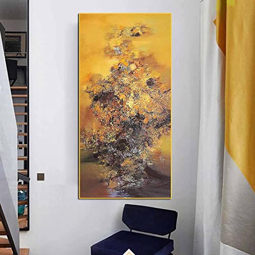 SDVIB Vintage gelbe abstrakte Bäume, Leinwand-Ölgemälde, Wandkunst, Bilder, Posterdruck, für Wohnzimmer, Heimdekoration, 35 x 70 cm, rahmenlos von SDVIB
