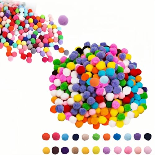 SDXCJY 2000 Stück 10 mm Pompons, kleine Pompons für Bastelarbeiten, Hobbybedarf und DIY kreative Basteldekorationen, verschiedene Farben, weich, flutty Mini-Pompons, Kunsthandwerk (mehrfarbig) von SDXCJY