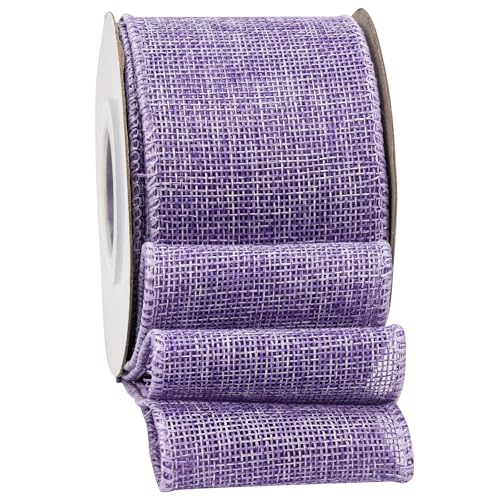 SDZMDL Ligth lila Juteband 5,4 cm, solides Band mit Drahtrand für Party-Dekoration, große Schleife, Kranz im Freien, 9,1 m/Rolle von SDZMDL