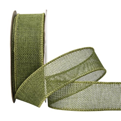 SDZMDL Moosgrünes Juteband, 3,8 cm x 20 m, Band mit Drahtkante für Osterdekoration, Outdoor-Dekoration, große Schleife, Kranz, Baumdekoration. SDZMDL Moosgrünes Juteband, 3,8 cm x 20 m, Band mit Drahtkante für Osterdekoration, Outdoor-Dekoration, große Schleife, Kranz, Baumdekoration. von SDZMDL