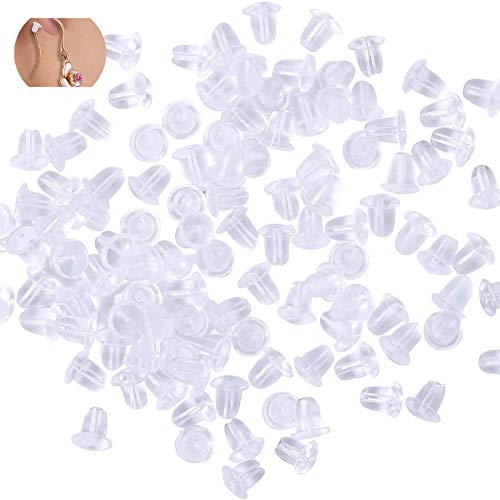 SEABABOO Ohrring Stopper Ohrstecker Schnalle Universal Ohrring Sicherheit Kugel Ohrstecker FüR Damen Verschluss Ohrring Stopper Kunststoff Weiß Transparent 5mm * 5mm Ohrringstecker (100 StüCk) von SEABABOO