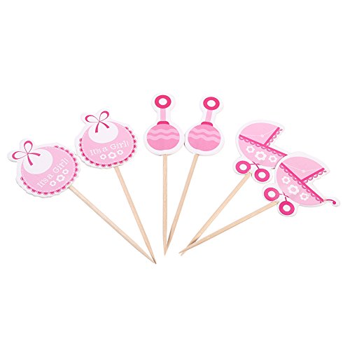 18 Stück Geburtstags-Cupcake-Topper, Personalisierte Cupcake-Topper aus Reispapier, Babyparty, Cupcake-Topper, Kuchendekorationen, Mädchen-Typ (Rosa) von SEAFRONT