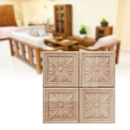 4 PCs Unbemaltes Holz Geschnitzte Ecktaste Applikationsrahmen Onlay -Kehrerschale für Home Chests Schranktür mit Möbeldekoration, Gummiholzmaterial (Stil 1) (Stil 2) (Stil 4) (5#) von SEAFRONT