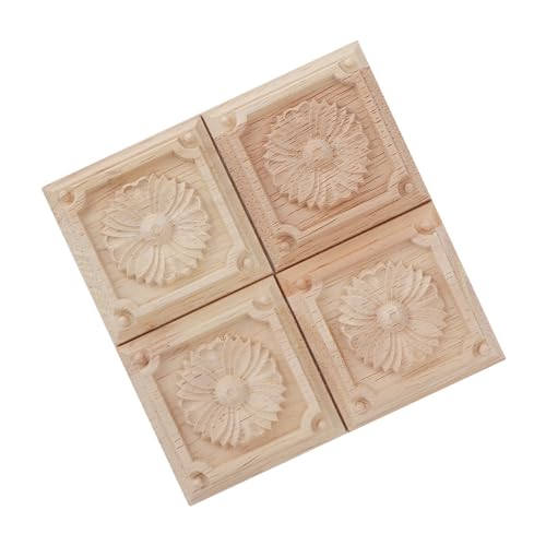 4 PCs Unbemaltes Holz Geschnitzte Ecktaste Applikationsrahmen Onlay -Kehrerschale für Home Chests Schranktür mit Möbeldekoration, Gummiholzmaterial (Stil 1) (Stil 2) (Stil 4) von SEAFRONT