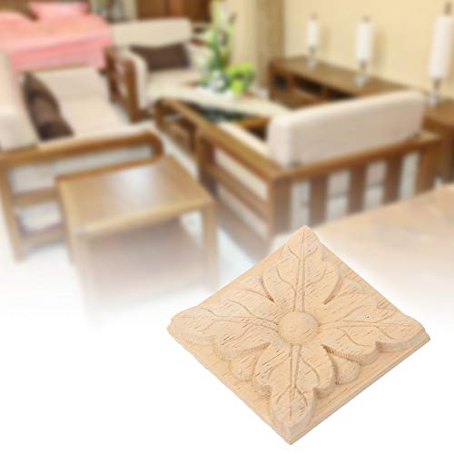 4 PCs Unbemaltes Holz Geschnitzte Ecktaste Applikationsrahmen Onlay -Kehrerschale für Home Chests Schranktür mit Möbeldekoration, Gummiholzmaterial (Stil 1) von SEAFRONT