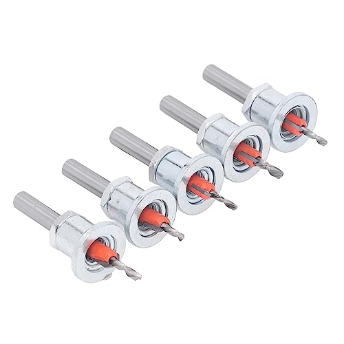 5pcs Countersink Bohrbohrbit Set Runde Schaftschraubenbohrmaschine Bit Tiefe Einstellbar mit Stoppschraubenloch für Holzbearbeitung von SEAFRONT